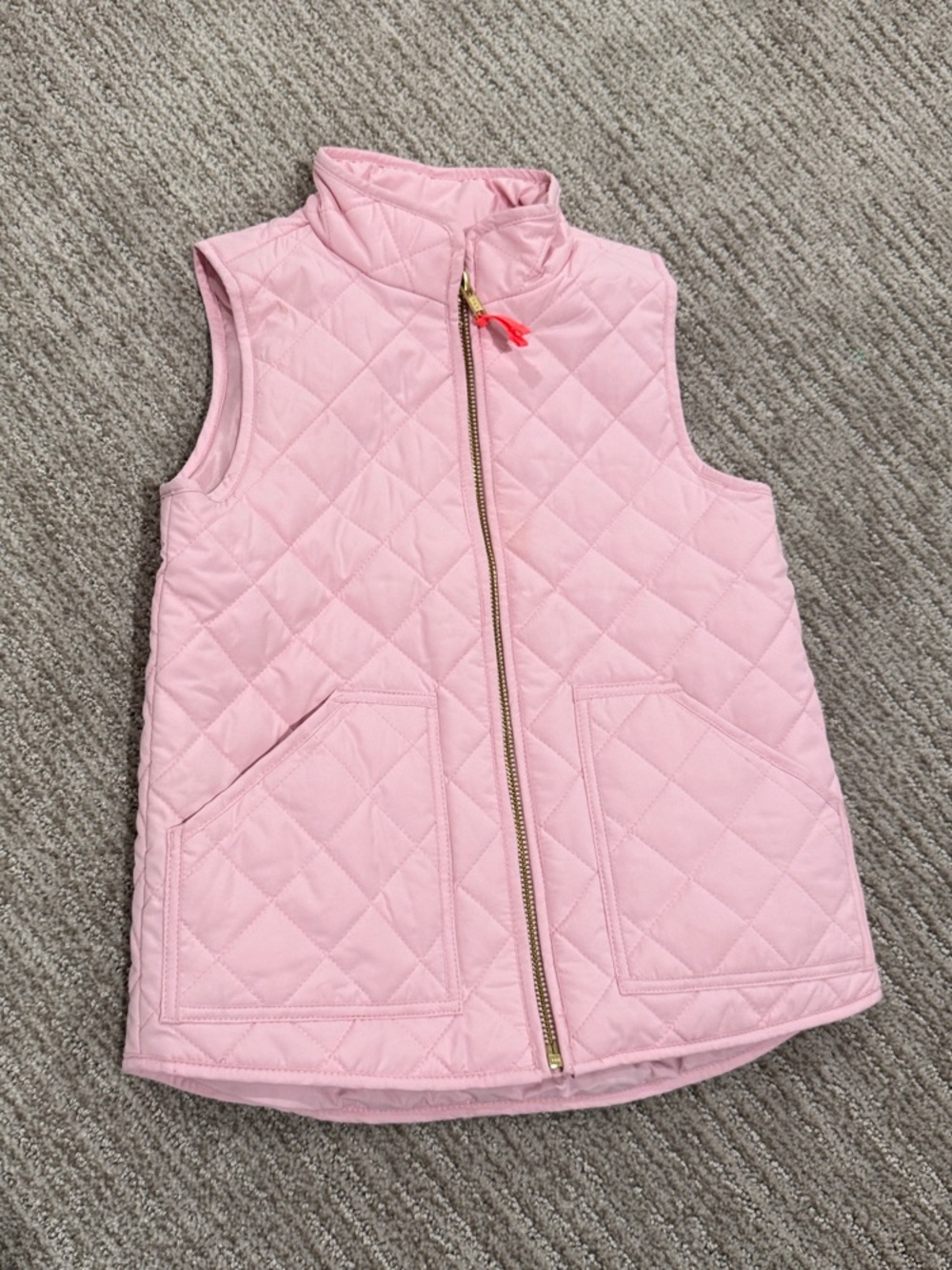 Crewcuts Quilted Pink Vest with Gold Zip Pull